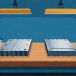 A technical lab bench holds a first practice piece beside a corrected second attempt.